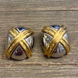 Vintage Ciner Gold and Silver Clip On Earrings